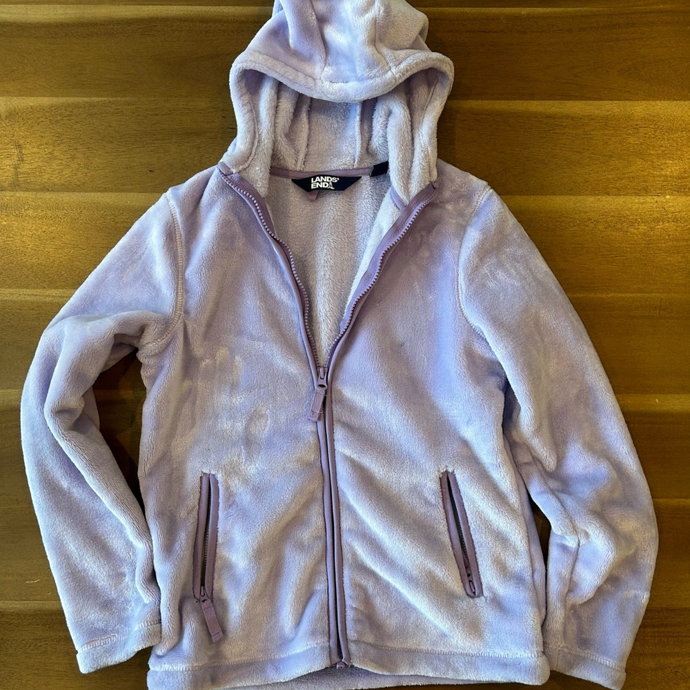 Lands' End Light Purple Kids Fleece Hoodie - Picture 2 of 5